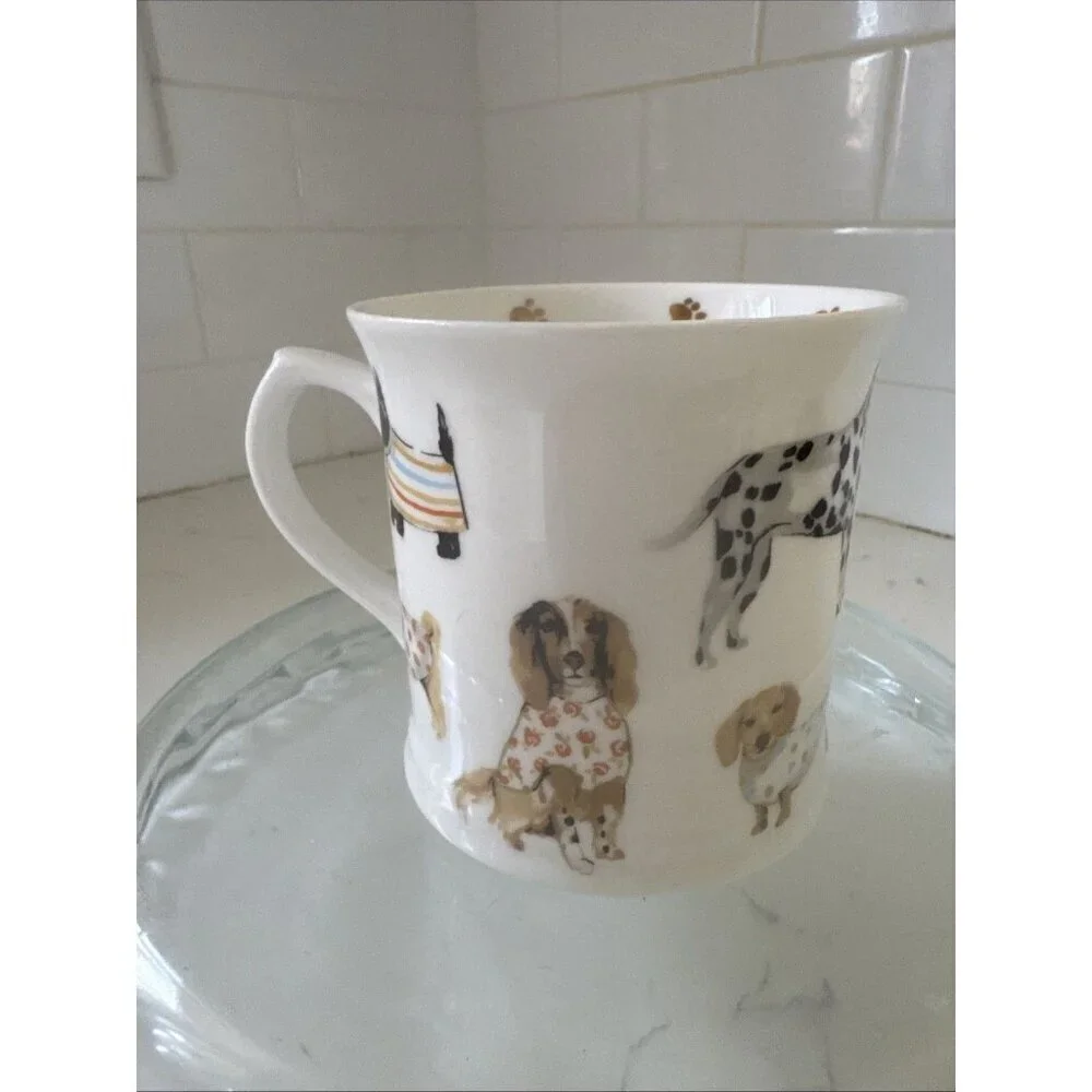 Cooksmart Fine China England 16oz Cute Dogs w/Sweaters & Bandanas Coffee Tea Cup